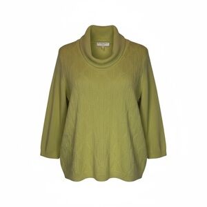 Allison Daley Petite PM Lime Green Shawl Collar 3/4 Sleeve Sweater Chartreuse‎